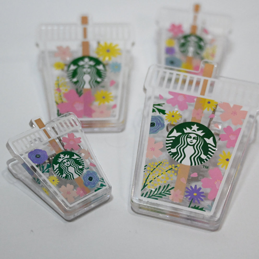 [Preloved] Starbucks clear anf floral clips