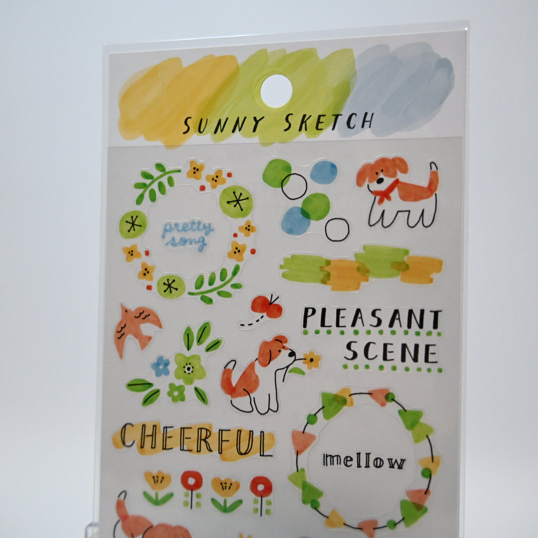 Sunny Sketch Flower Wreaths sticker sheet