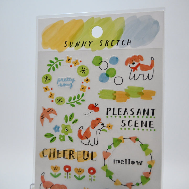 Sunny Sketch Flower Wreaths sticker sheet