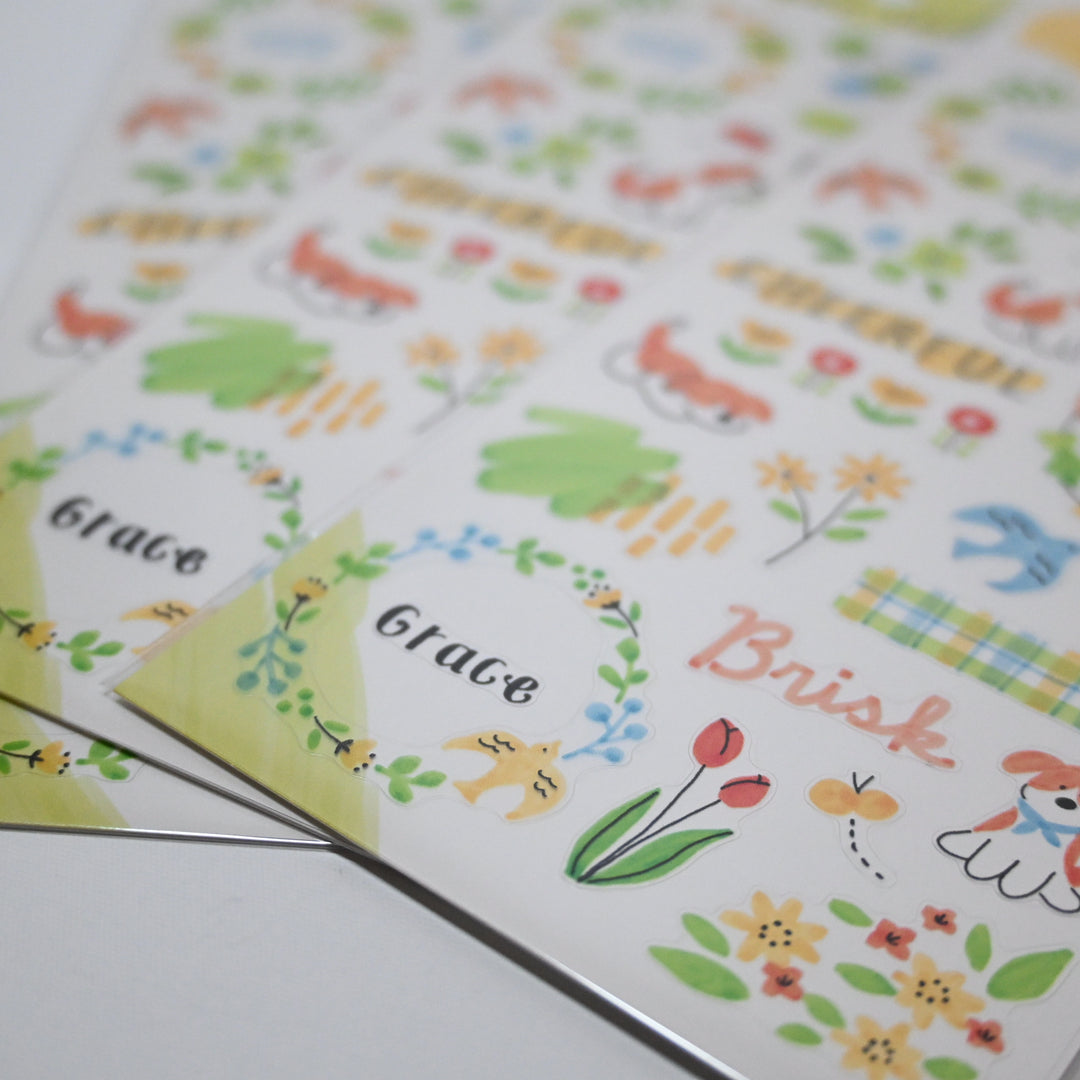 Sunny Sketch Flower Wreaths sticker sheet
