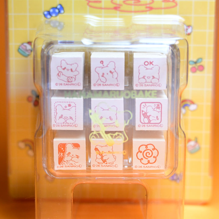 Hanamaruobake Mini Cube Rubber Stamp Set