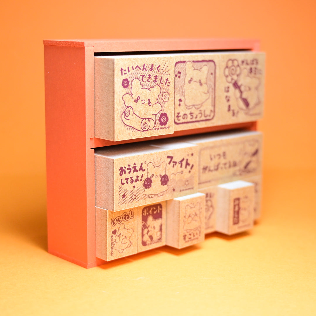 Hanamaruobake Wooden Rubber Stamp Set