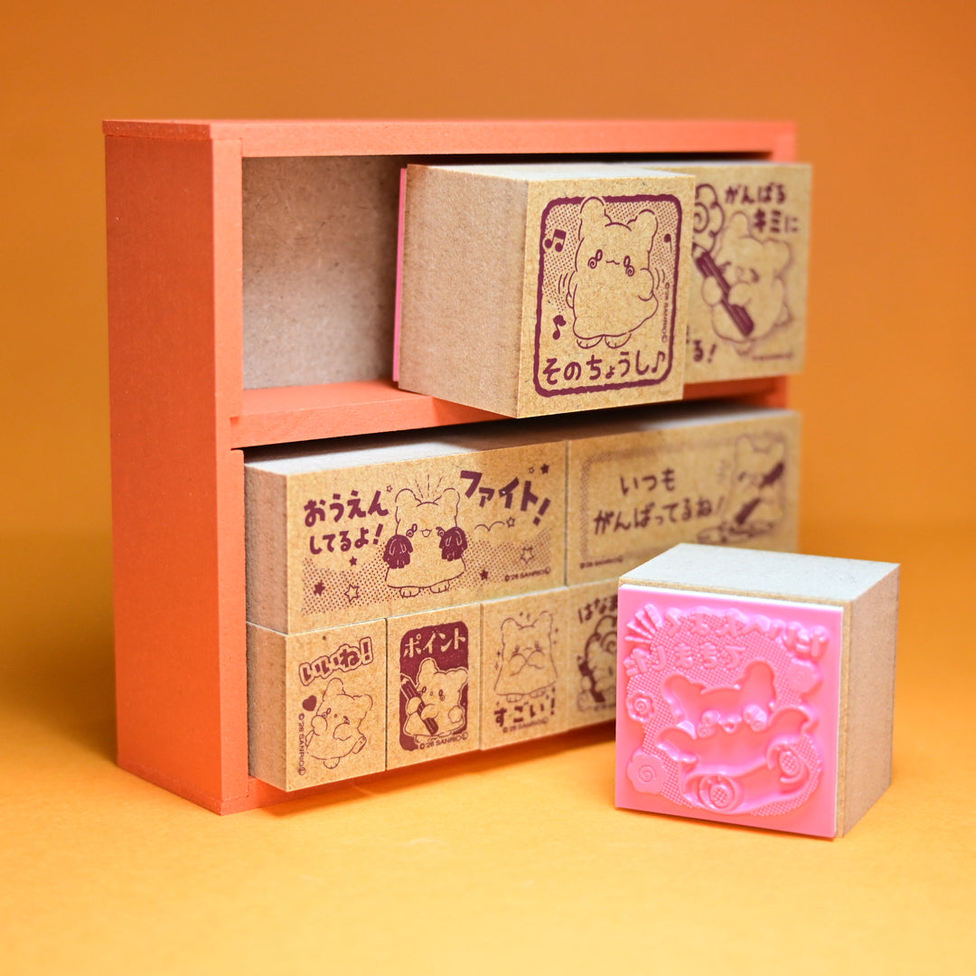 Hanamaruobake Wooden Rubber Stamp Set
