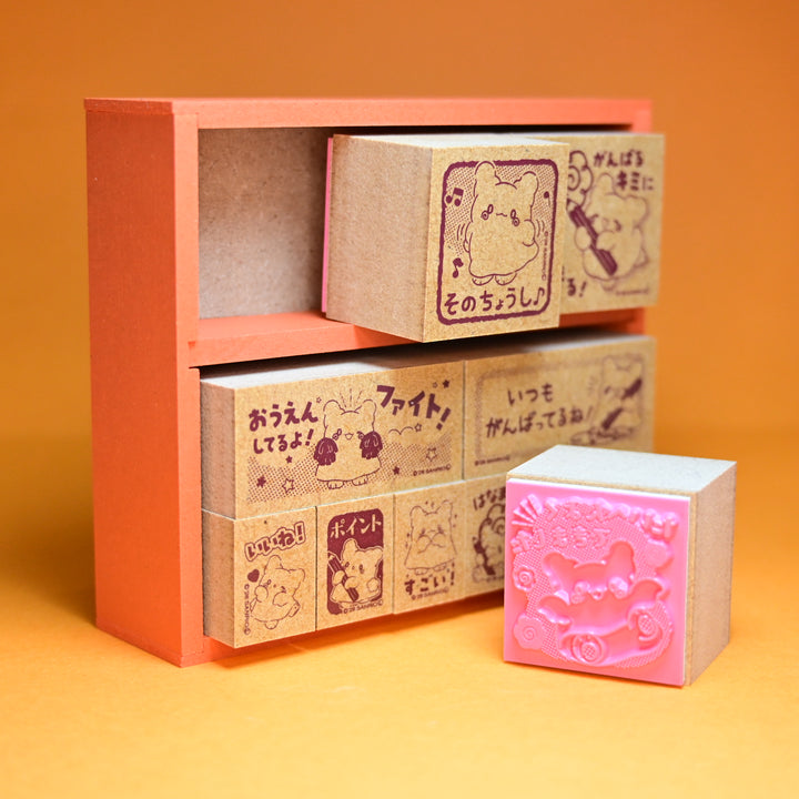 Hanamaruobake Wooden Rubber Stamp Set