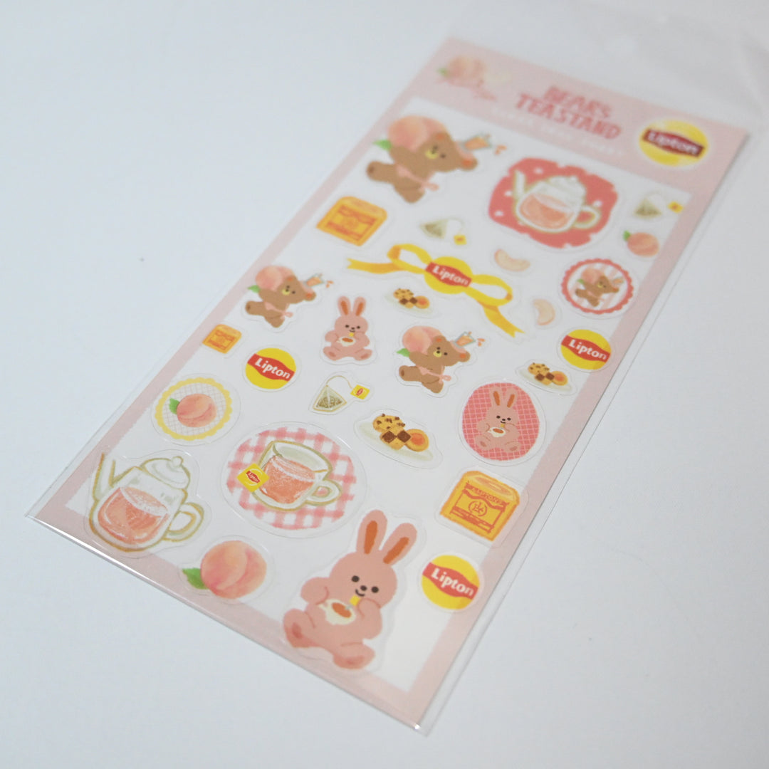 Lipton Bear's Tea Stand Peach Tea Clear Sticker Sheet