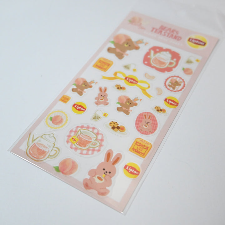 Lipton Bear's Tea Stand Peach Tea Clear Sticker Sheet