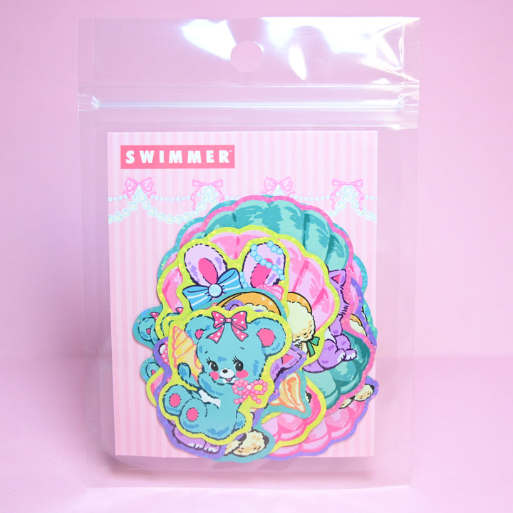 SWIMMER Colorful Retro Animals Big Flake Seal
