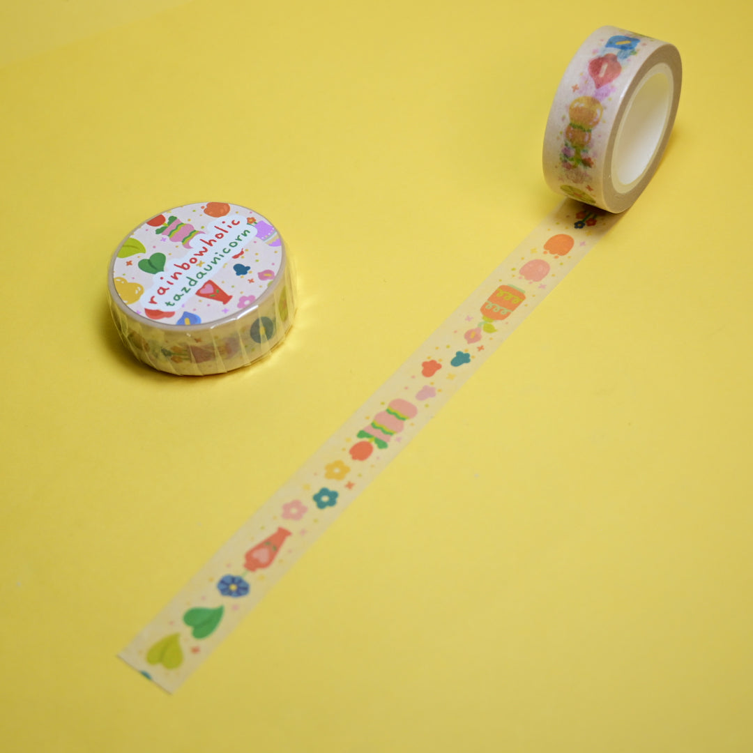 (MT148) Rainbowholic x Tazdaunicorn Flower Vases Washi Tape