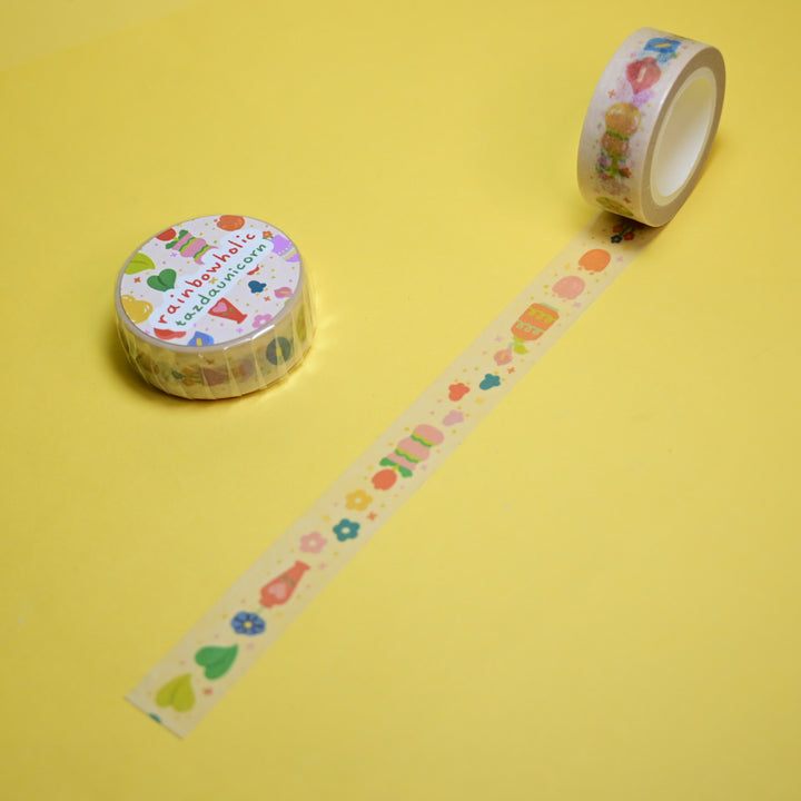 (MT148) Rainbowholic x Tazdaunicorn Flower Vases Washi Tape