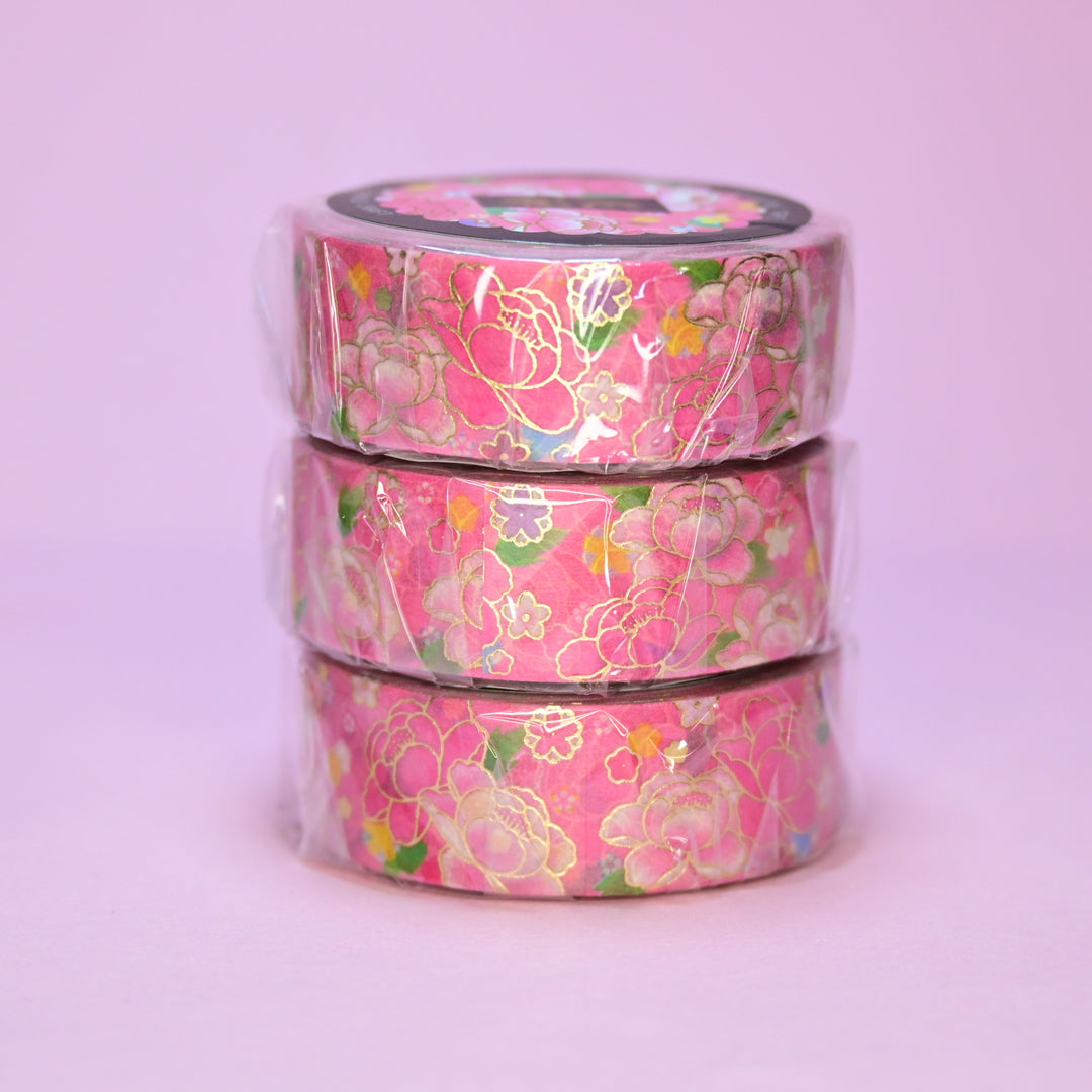 World Craft Yuuzen Flowers with Gold Foil Masking Tape
