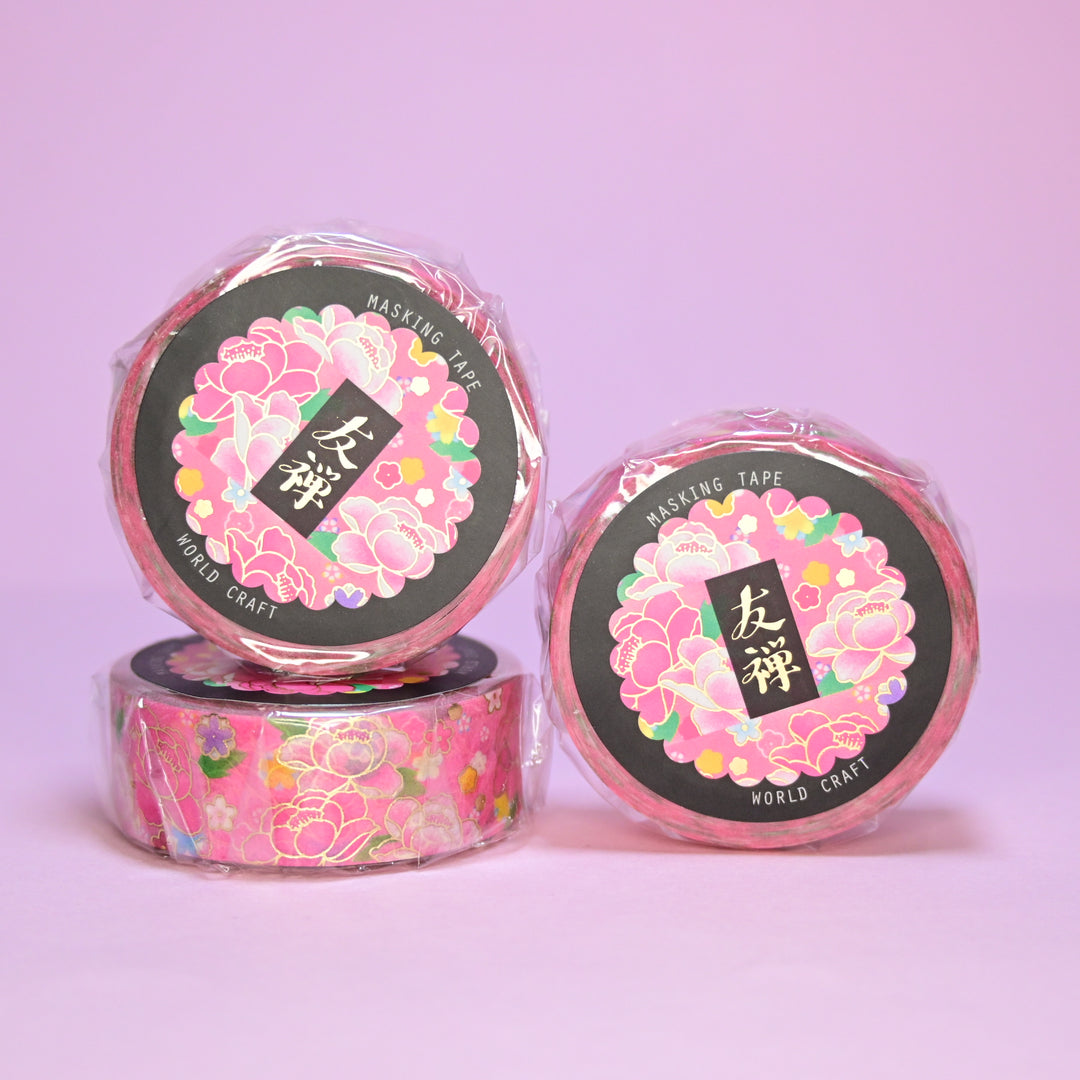 World Craft Yuuzen Flowers with Gold Foil Masking Tape