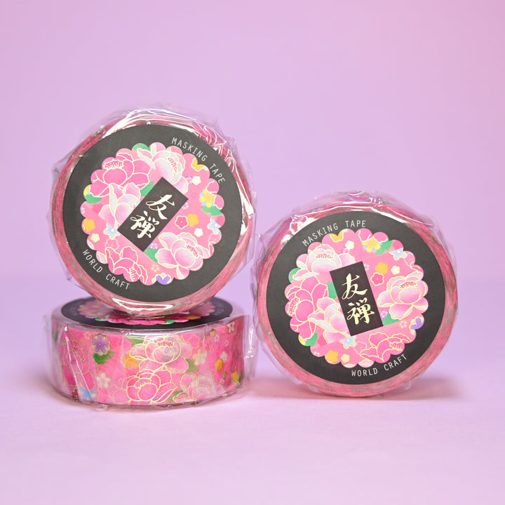 World Craft Yuuzen Flowers with Gold Foil Masking Tape