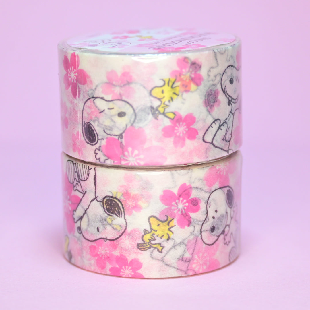 Snoopy White Sakura Wide Masking Tape (25mm)