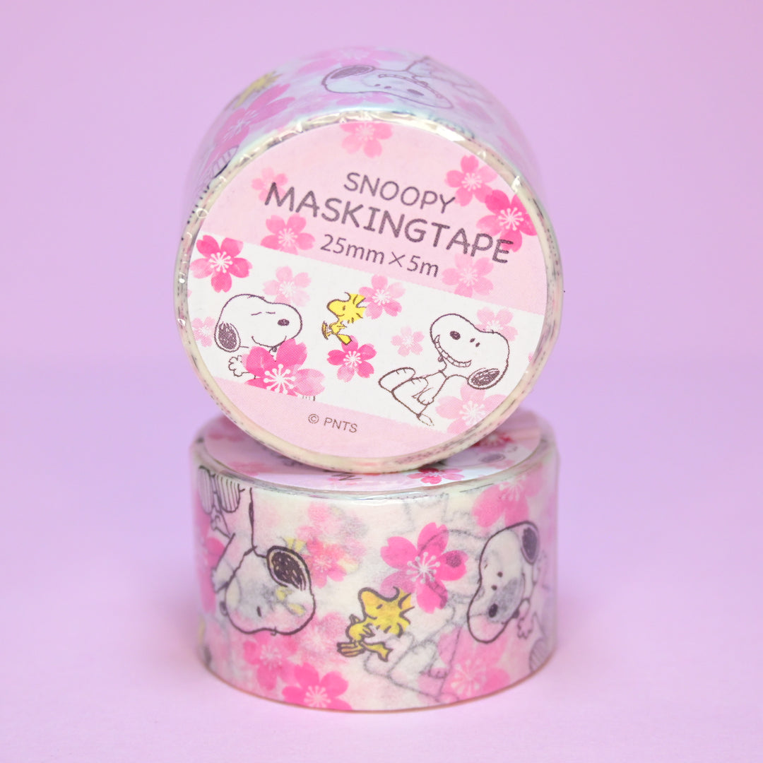 Snoopy White Sakura Wide Masking Tape (25mm)