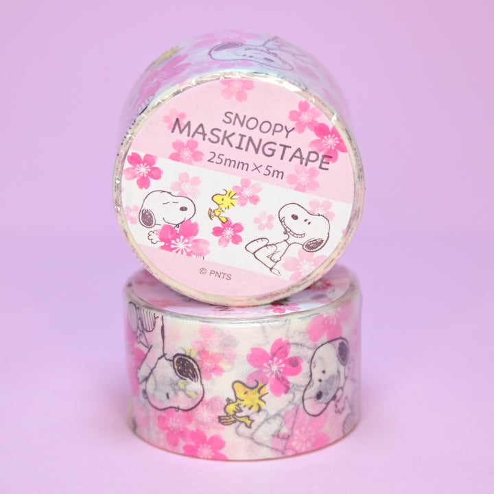 Snoopy White Sakura Wide Masking Tape (25mm)