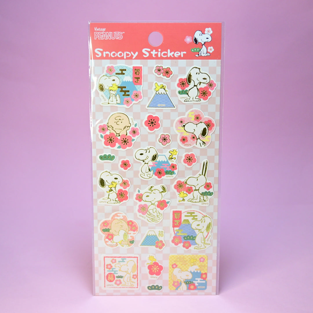 Peanuts Snoopy Sakura Foiled Sticker Sheet