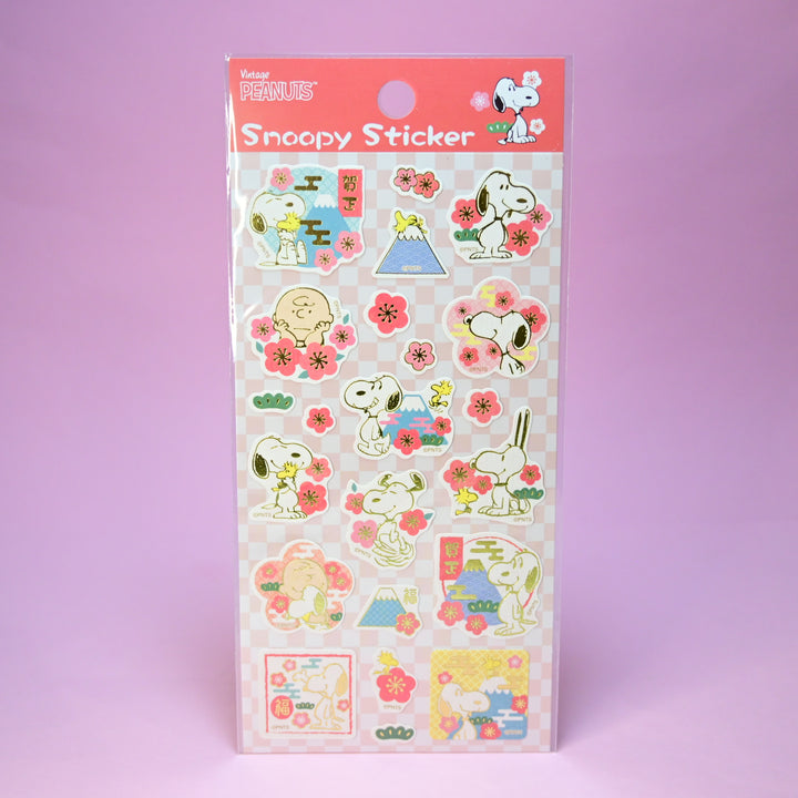 Peanuts Snoopy Sakura Foiled Sticker Sheet