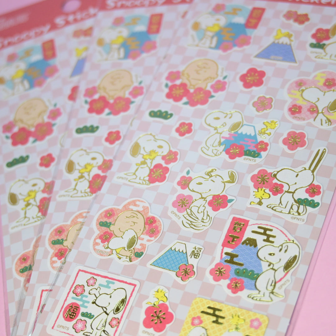 Peanuts Snoopy Sakura Foiled Sticker Sheet