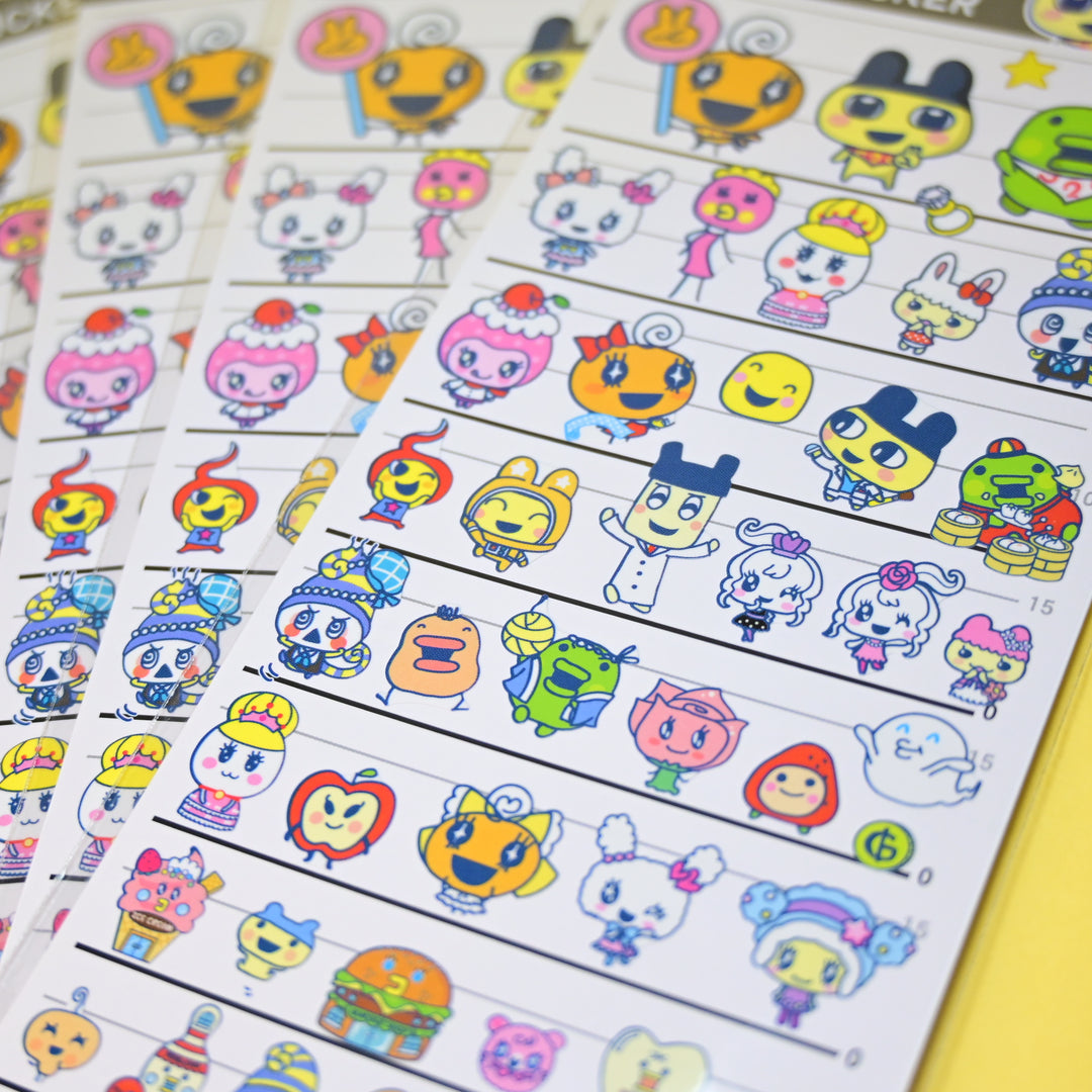 Kamio Japan Tamagotchi Puchi Puchi Omisecchi Yellow Sticker Sheet