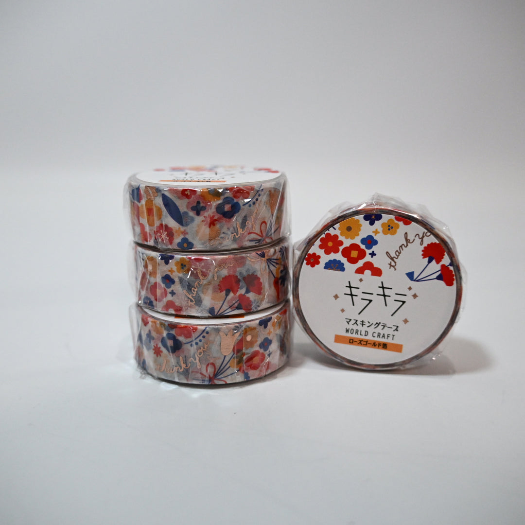 World Craft Kira Kira Rose Gold Flower Masking Tape