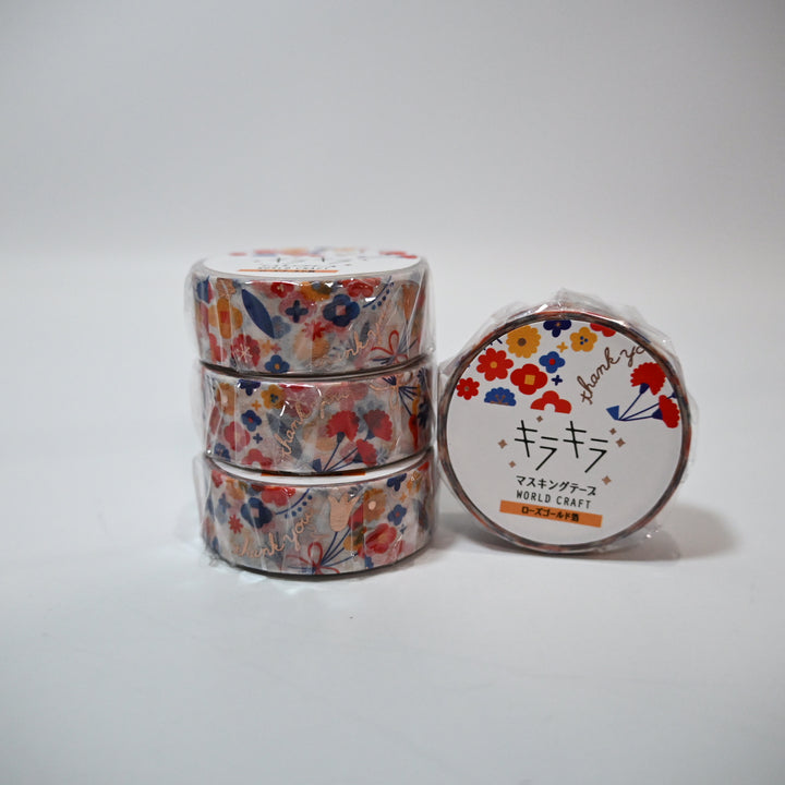World Craft Kira Kira Rose Gold Flower Masking Tape