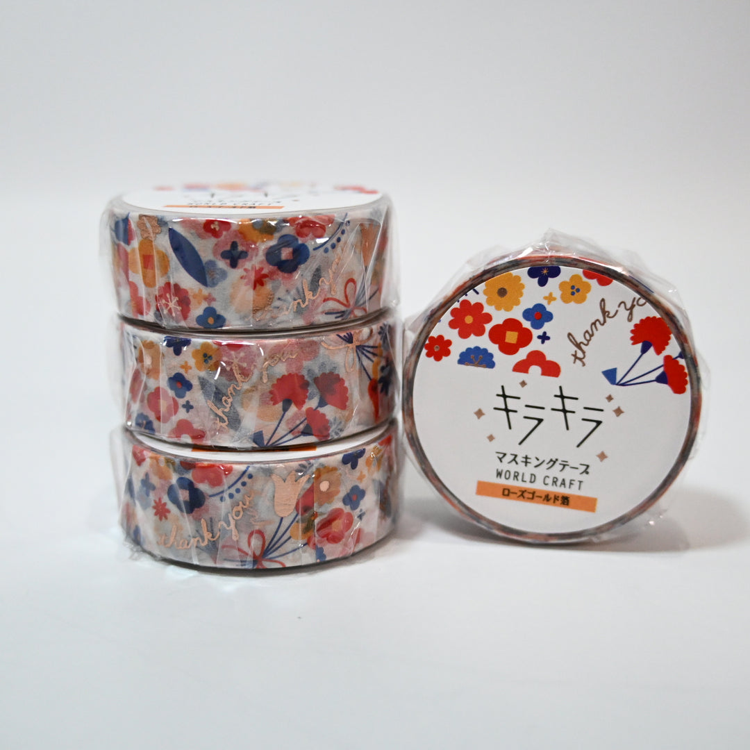 World Craft Kira Kira Rose Gold Flower Masking Tape