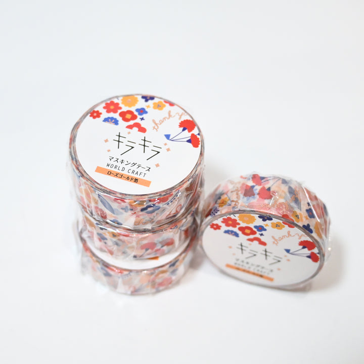 World Craft Kira Kira Rose Gold Flower Masking Tape