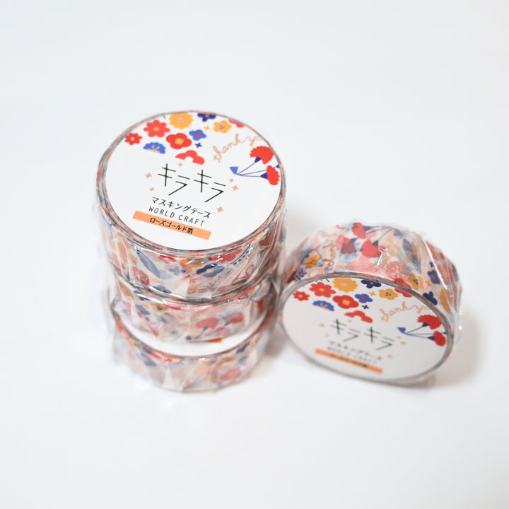 World Craft Kira Kira Rose Gold Flower Masking Tape