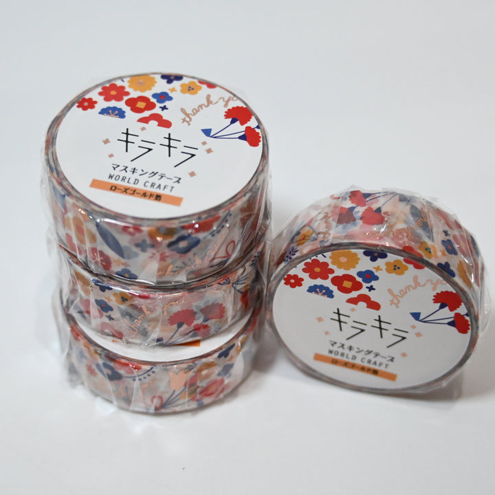World Craft Kira Kira Rose Gold Flower Masking Tape