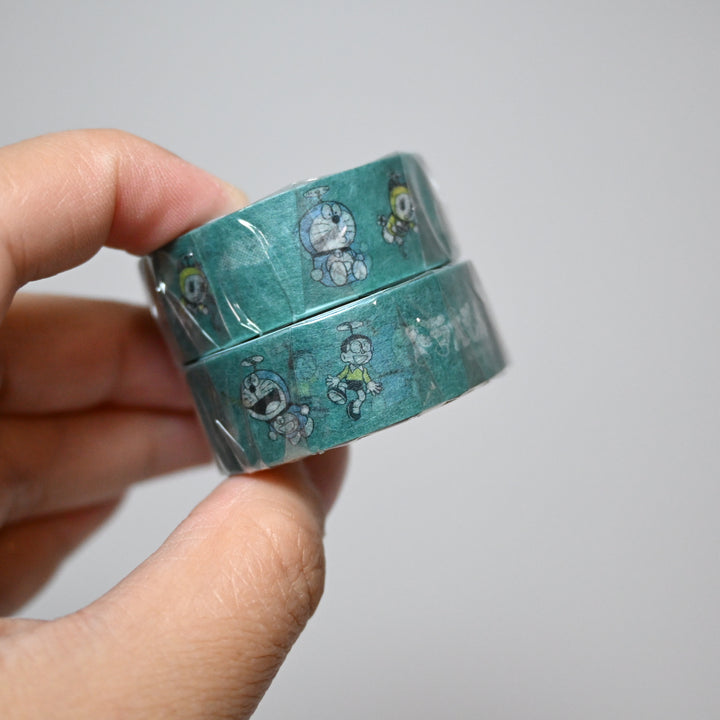 Green Flash Doraemon Dark Green Masking Tape