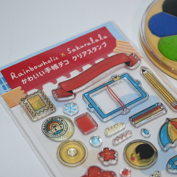 [Last Stock] Rainbowholic x Sakuralala Cute Clear Stamp + Ink Pad & Acrylic Block