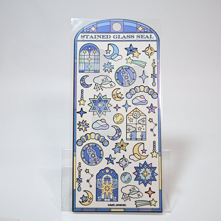 Kamio Japan STAINED GLASS SEAL Starry Sky Sticker Seal