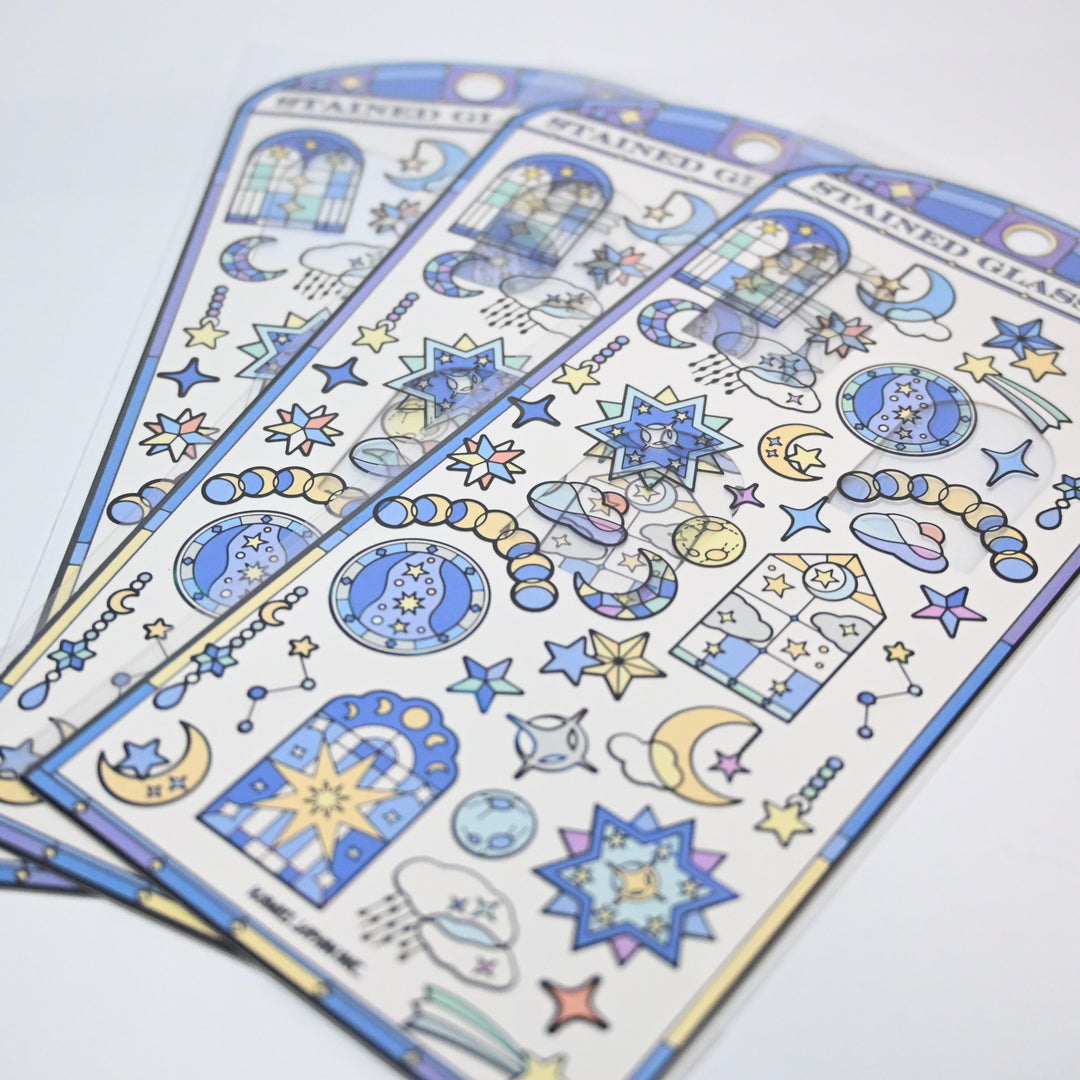 Kamio Japan STAINED GLASS SEAL Starry Sky Sticker Seal