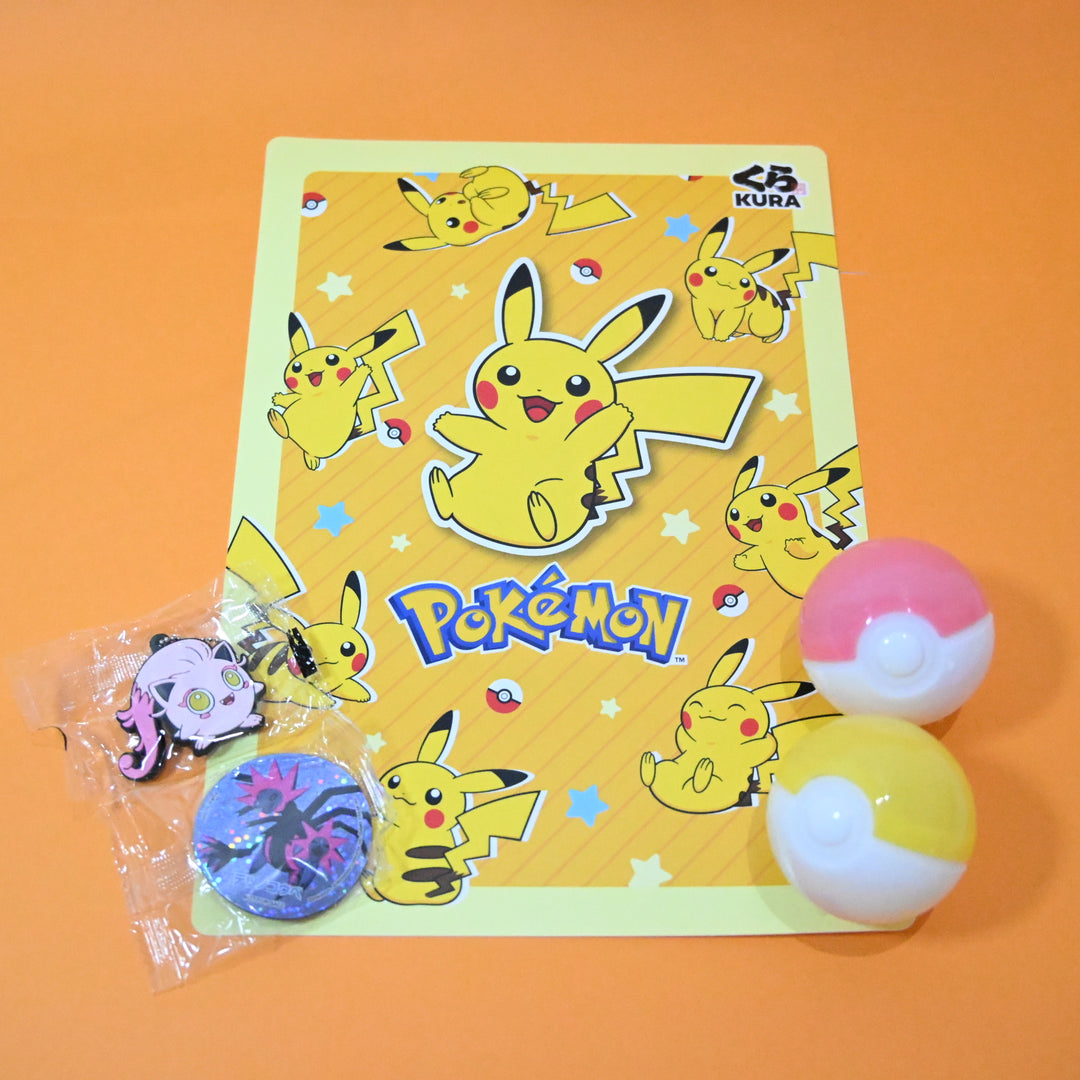 Pokemon x Kura Sushi Collab Gacha Set (2pcs.) with Pikachu Art Print