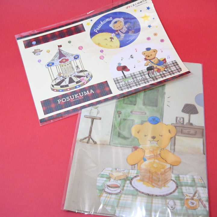 [Posukuma Café Limited] Posukuma Honey Toast A4 Clear File + Sticker Sheet Set