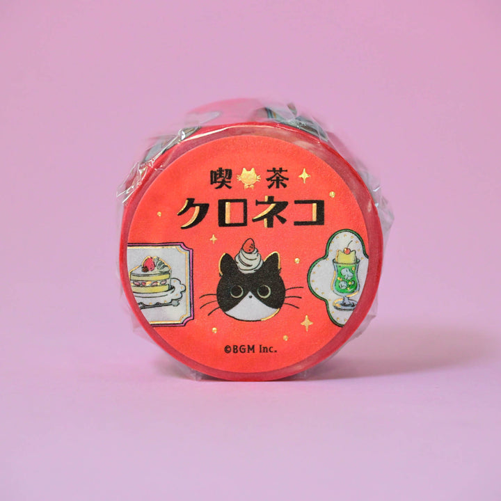 BGM Café Kuroneko Cat Red Washi Tape
