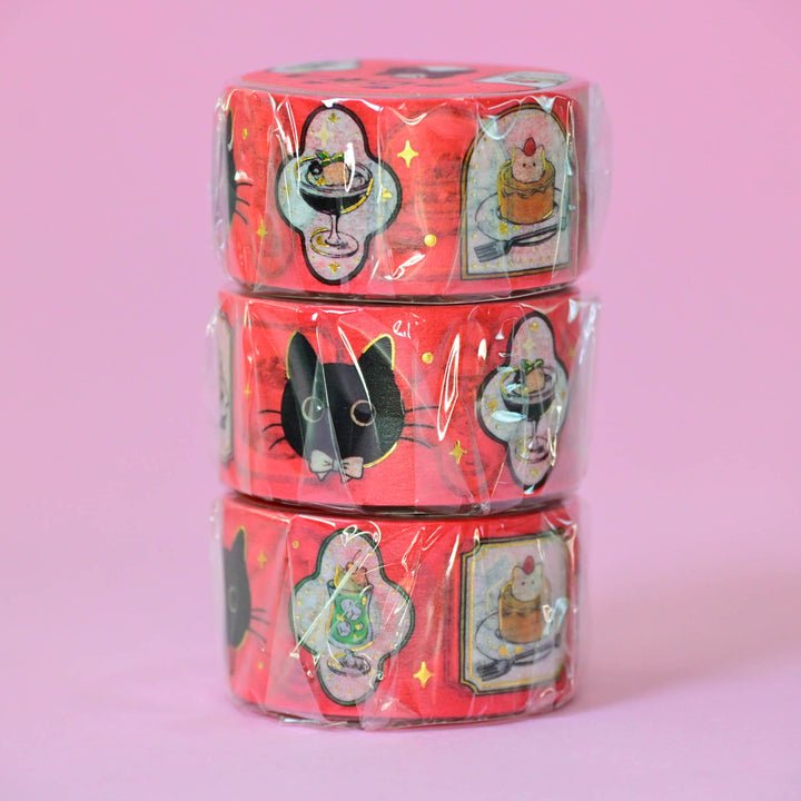 BGM Café Kuroneko Cat Red Washi Tape