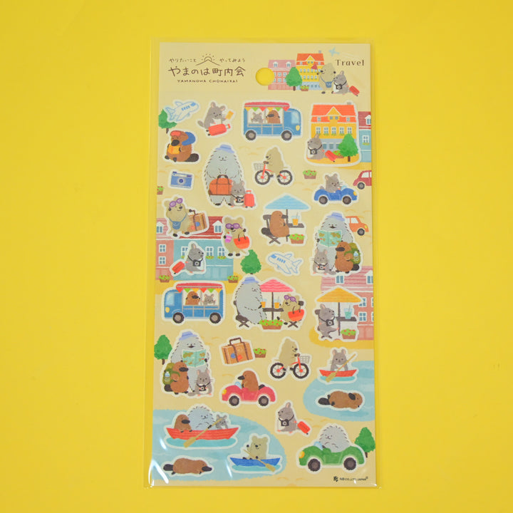 NB Yamanoha Chonaikai Traveling Animals Sticker Sheet