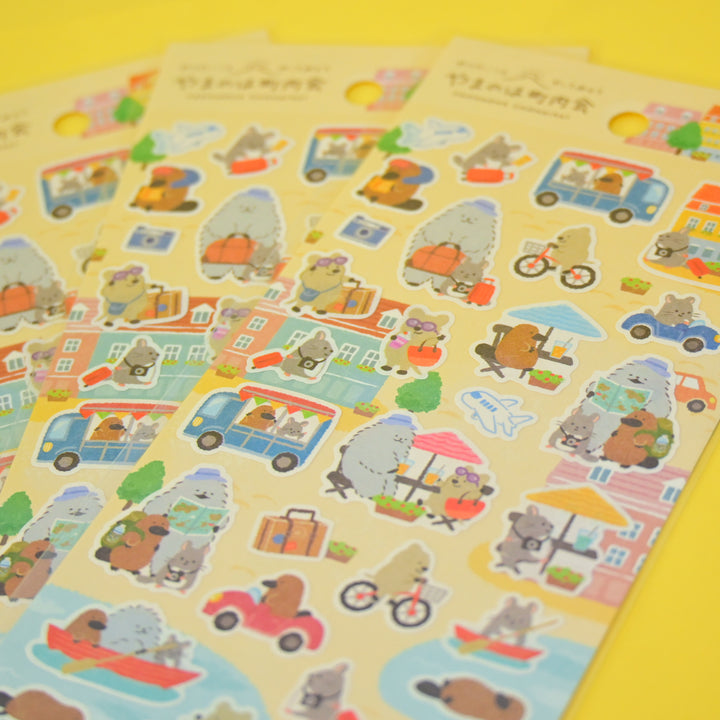 NB Yamanoha Chonaikai Traveling Animals Sticker Sheet