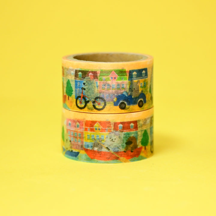 NB Yamanoha Chonaikai Traveling Animals Washi Tape