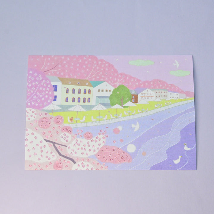 Mimo Hirai Sakura Riverside Pastel Post Card