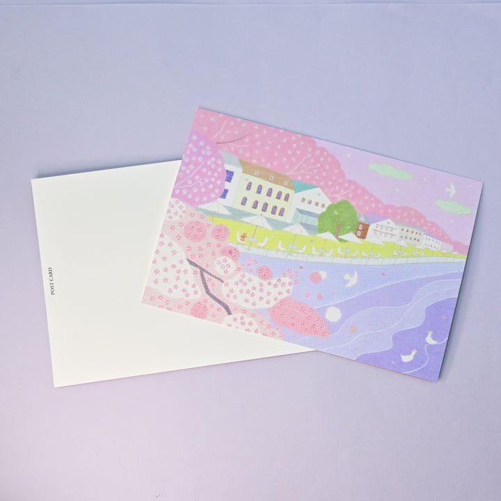 Mimo Hirai Sakura Riverside Pastel Post Card