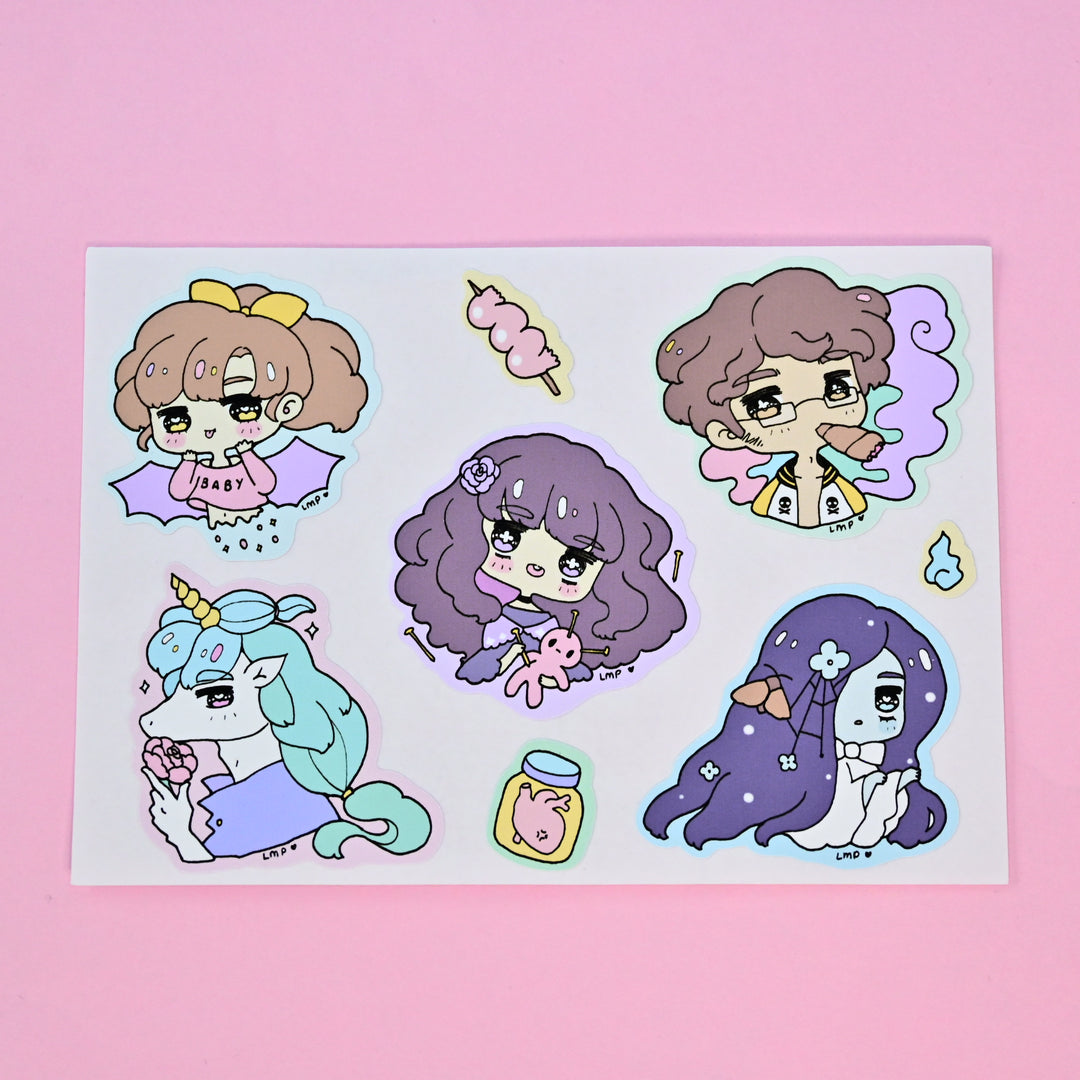 Chichilittle Pastel Characters Sticker Sheet