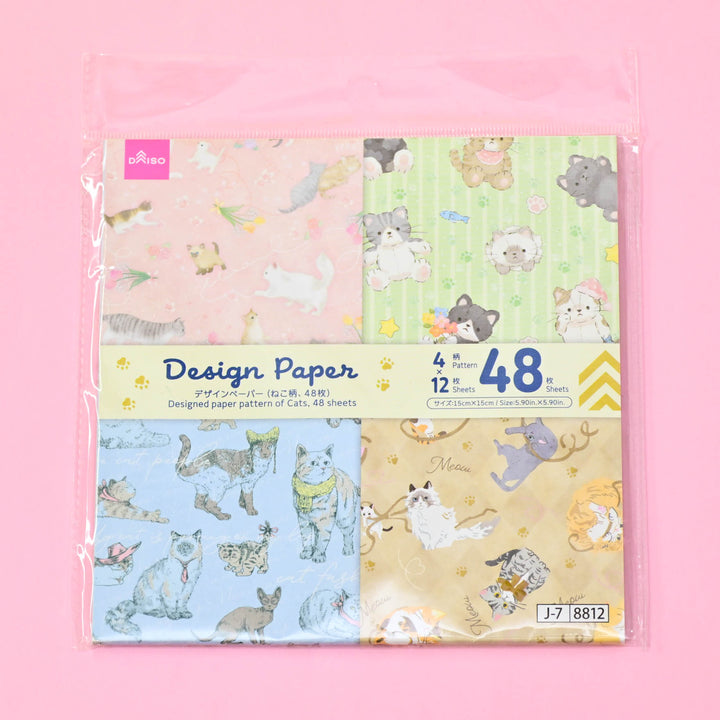 Colorful Pastel Cats Origami Design Paper