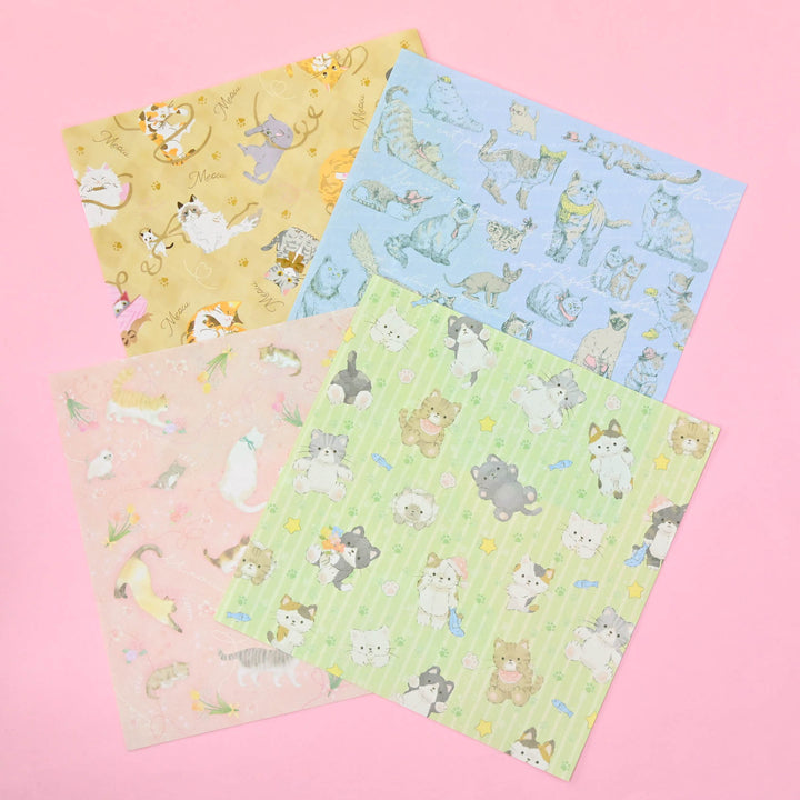 Colorful Pastel Cats Origami Design Paper