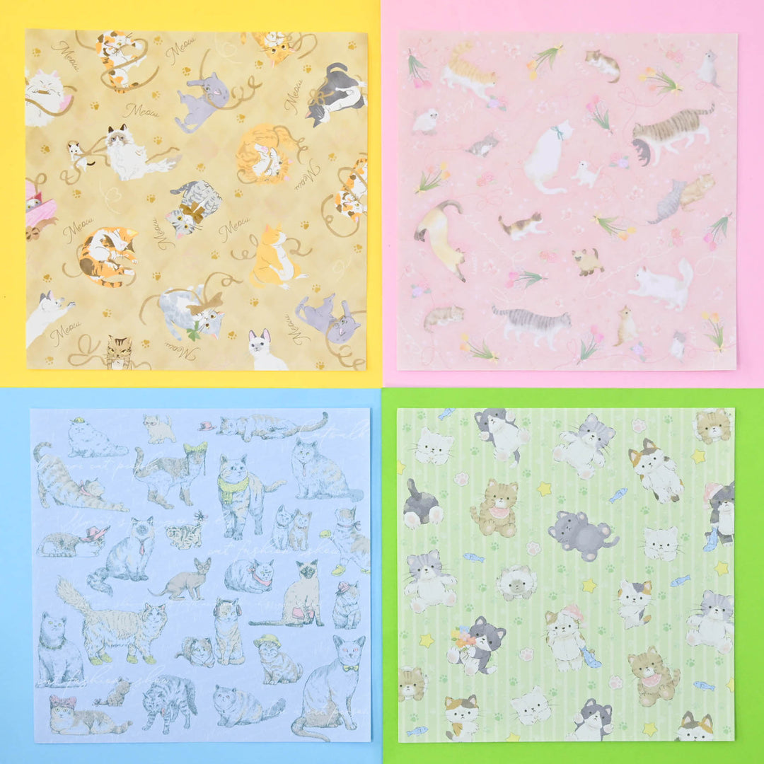 Colorful Pastel Cats Origami Design Paper