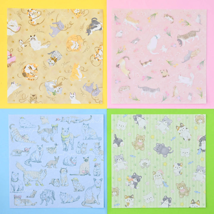 Colorful Pastel Cats Origami Design Paper