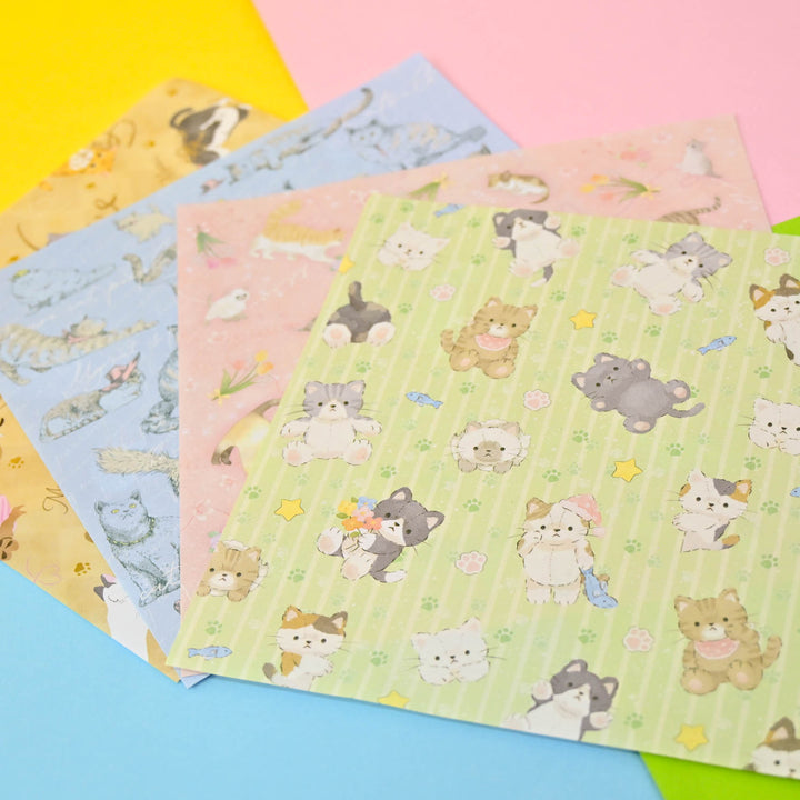Colorful Pastel Cats Origami Design Paper