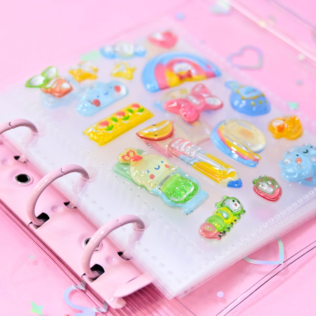Q-LiA Kira Kira Seal Binder for 3D Stickers (Pink)