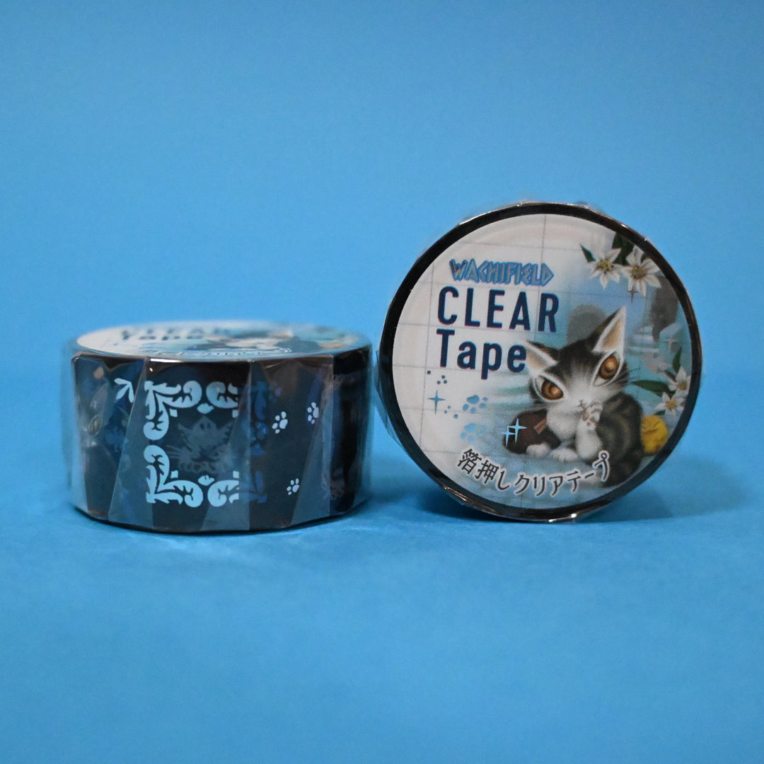 Wachifield Cats and Raccoons Blue Clear Masking Tape